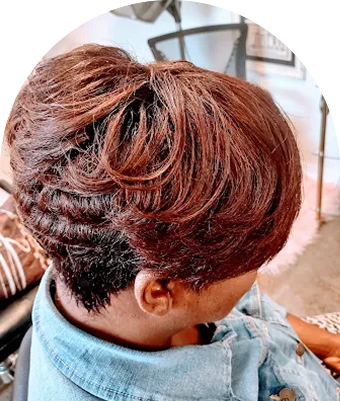 Elegant updo hairstyle on a woman.